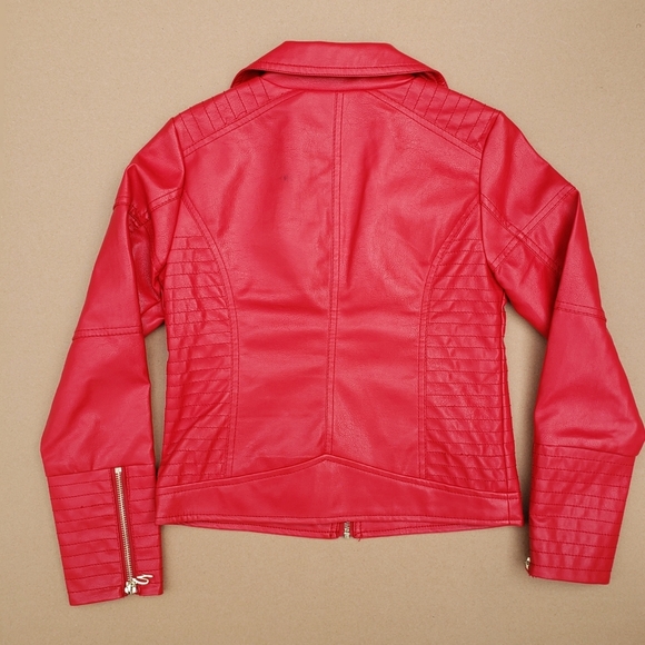 NEW GUESS Dana Faux-Leather Moto Jacket SZ 10 - Picture 7 of 7